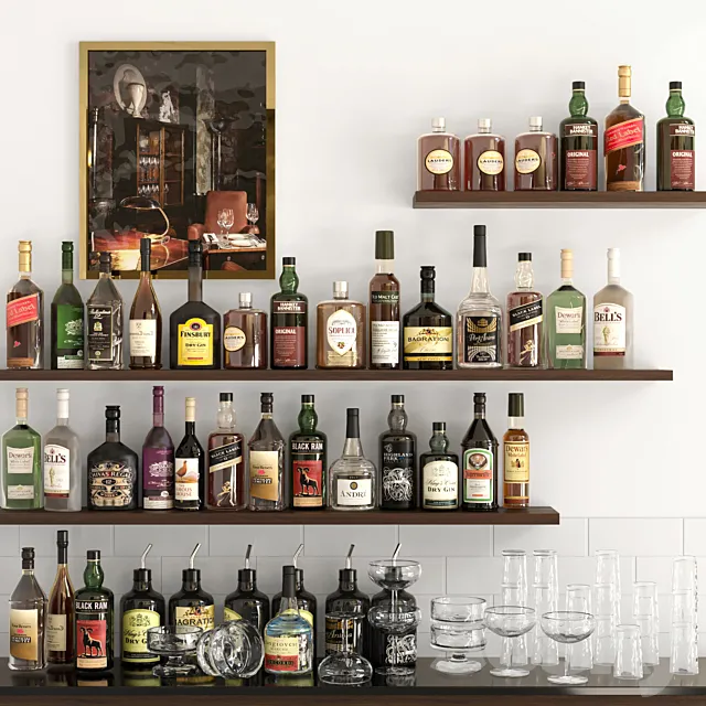 Rack with strong alcohol. Bar 5 3DModel