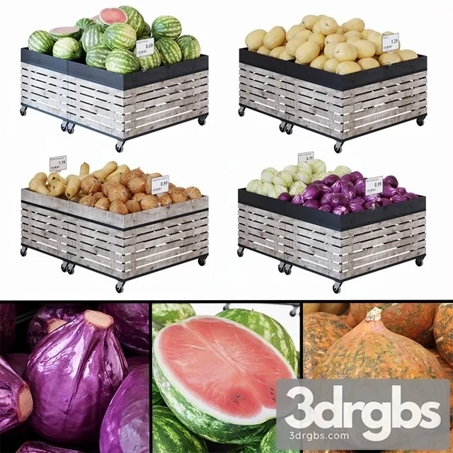 Racks for Vegetables Fruits 3D Model Download