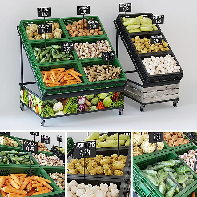 Racks with vegetables 3DModel
