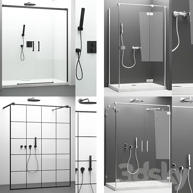 Radaway shower set + Grohe appliances 3D Model Radaway shower set + Grohe appliances 3D Model