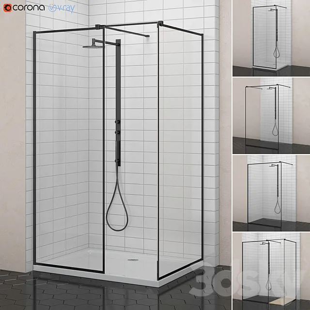Radaway Showers | Modo New Black Frame 3DModel Radaway Showers | Modo New Black Frame 3DModel