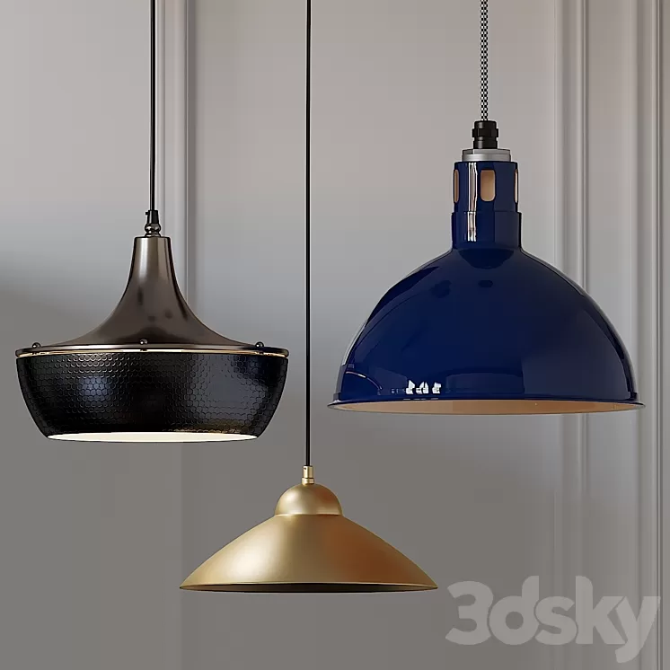 Rae Wesco Vented Cord and Small Cone Pendants 3D Model Rae Wesco Vented Cord and Small Cone Pendants 3D Model