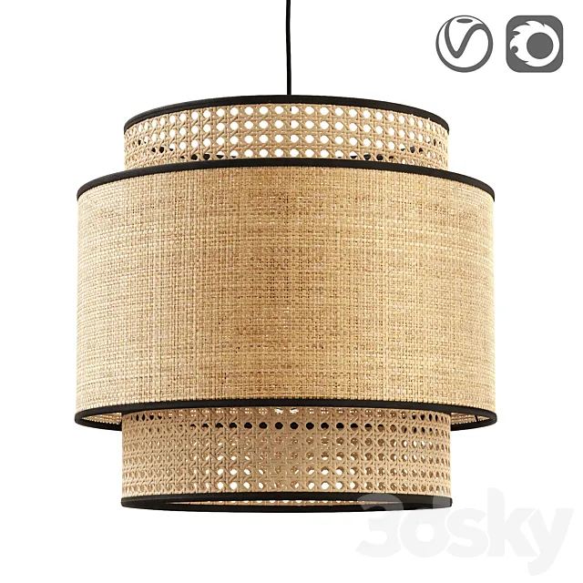 Raffia and rattan lampshade Dolkie 3D Model