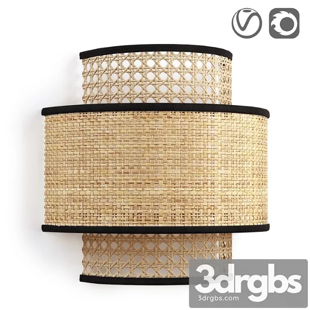 Raffia and woven rattan lampshade, dolkie Raffia and woven rattan lampshade, dolkie
