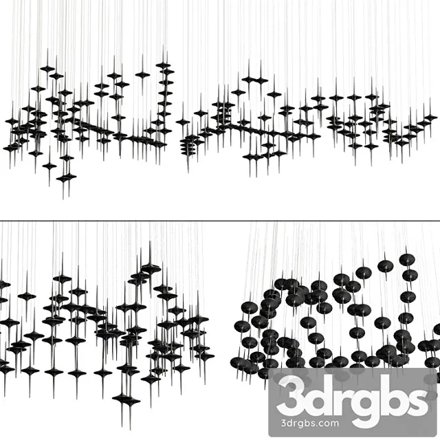 Rain black pendant lamp 3D Model Download