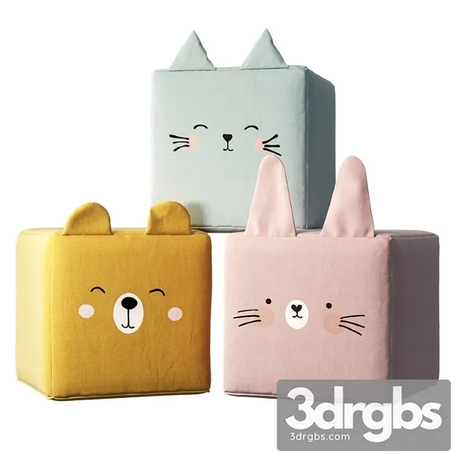 Rainbow Poufs By Yellow Tipi 3D Model Download