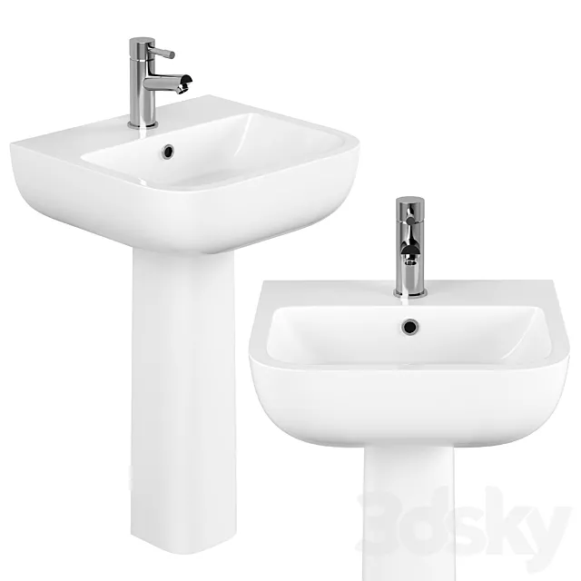 RAK Series 600 40cm Basin With Full Pedestal 3D Model RAK Series 600 40cm Basin With Full Pedestal 3D Model