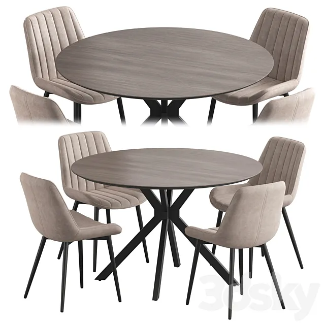 Ralf table Anant chair Dining set 3D Model