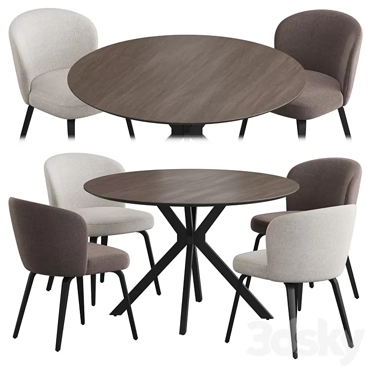 Ralf table Halard chair Dining set 3D Model Free Download