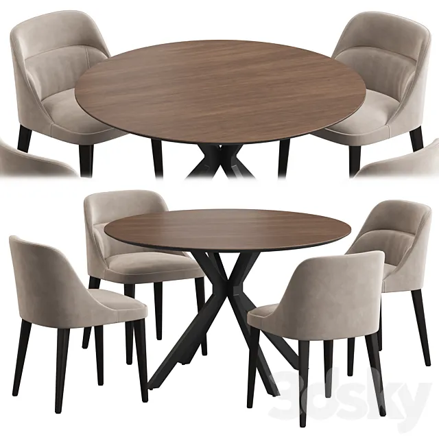 Ralf table Jackie chair dining set 3D Model Ralf table Jackie chair dining set 3D Model