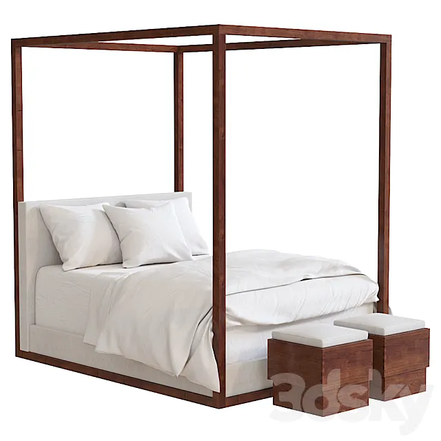 Ralph Lauren Desert Modern Canopy Bed (queen size) 3D Model Ralph Lauren Desert Modern Canopy Bed (queen size) 3D Model