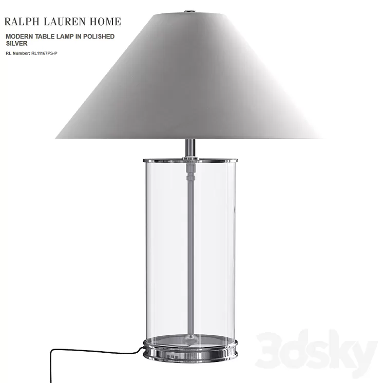 Ralph Lauren MODERN TABLE LAMP IN POLISHED SILVER 3D Model Ralph Lauren MODERN TABLE LAMP IN POLISHED SILVER 3D Model