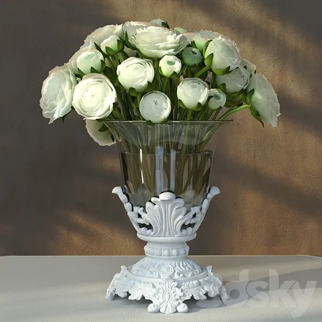 Ranunculus Bouquet 3D Model Ranunculus Bouquet 3D Model