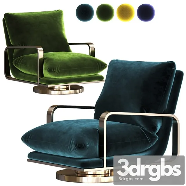 Rare Milo Baughman Brass Base Swivel Lounge Chairs Pair 3D Model Download
