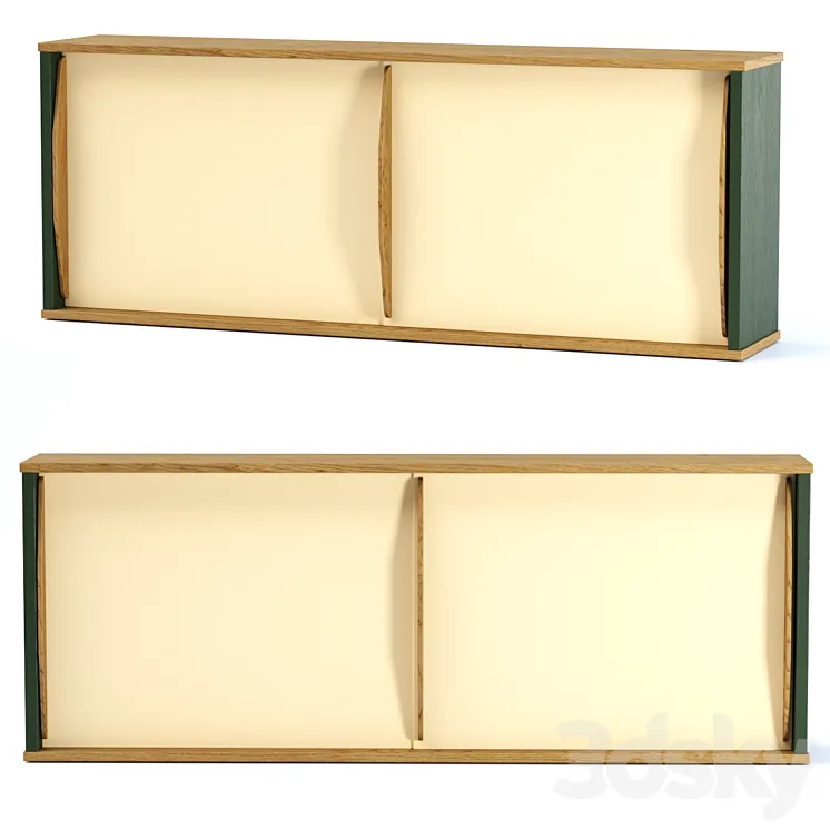 Rare wall-mounted sideboard by Jean Prouve \/ Wooden hanging cabinet 3D Model Free Download
