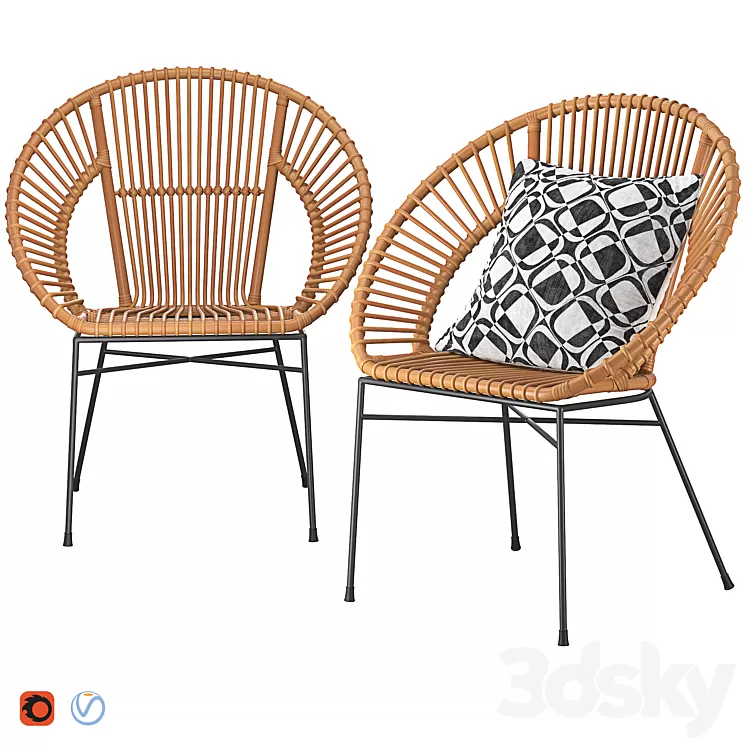 Rattan Accent Chair Natural Sarita 3D Model Free Download