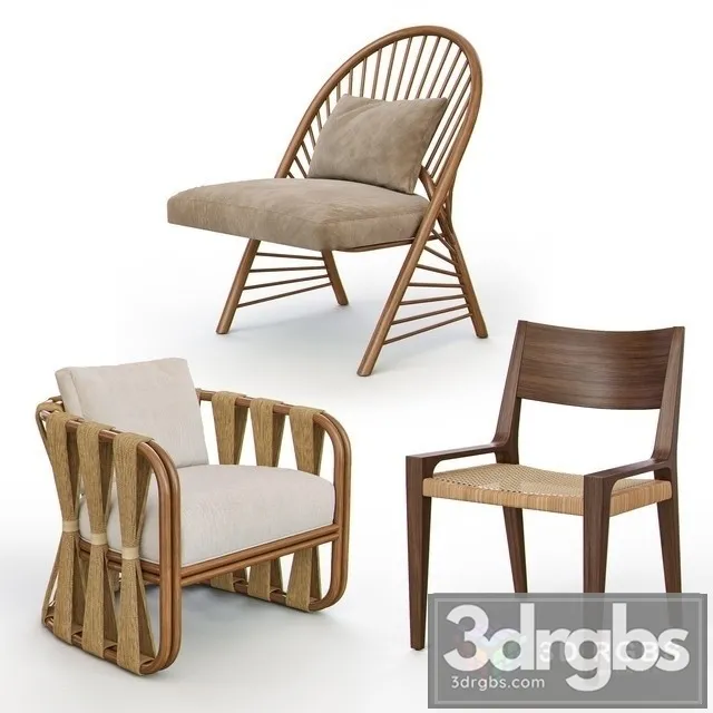 Rattan And Wicker Chairs 3D Model Download