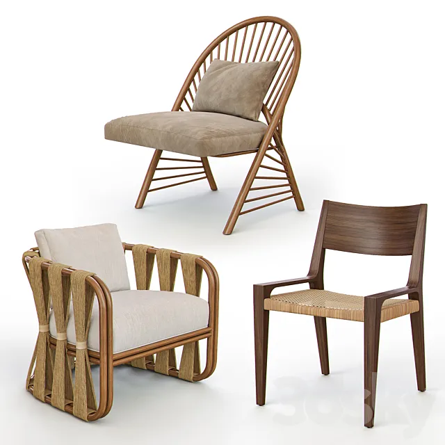 RATTAN and WICKER Chairs I 3D Model RATTAN and WICKER Chairs I 3D Model