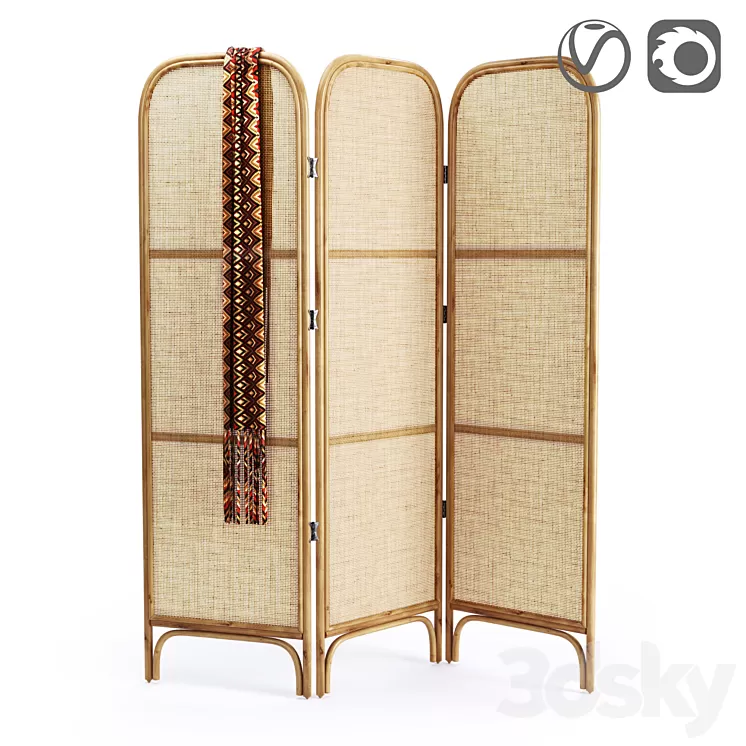 Rattan and wicker screen Masaya 3D Model Rattan and wicker screen Masaya 3D Model