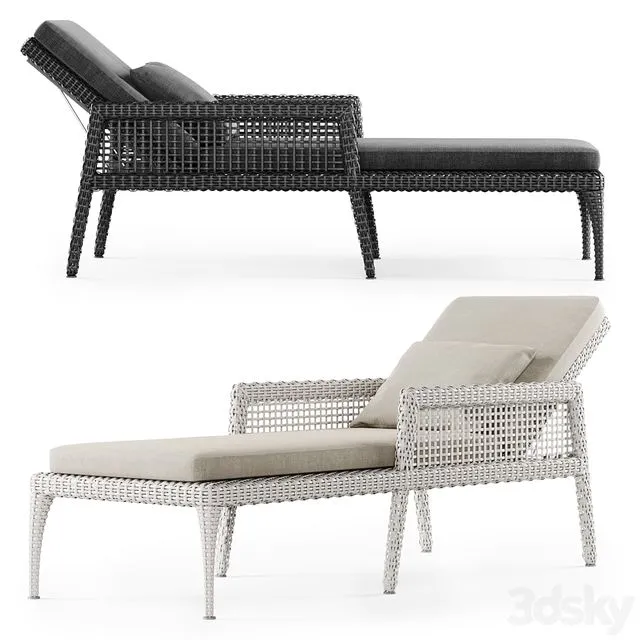 Rattan chaise lounge DR50 3D Model