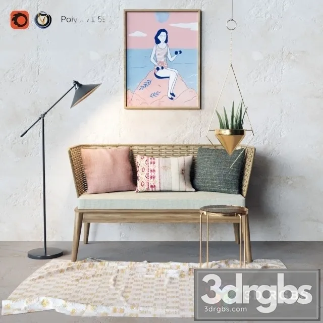 Rattan Decorative Seater 3D Model Download