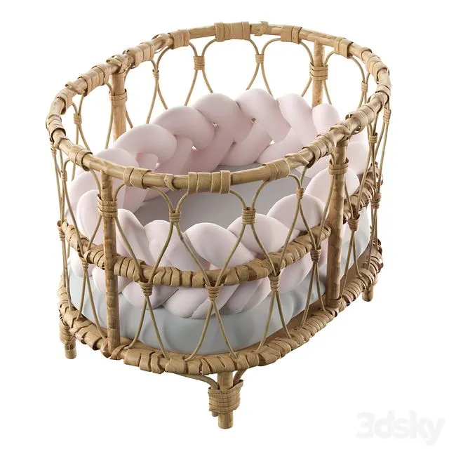 Rattan doll bed 3D Model Rattan doll bed 3D Model