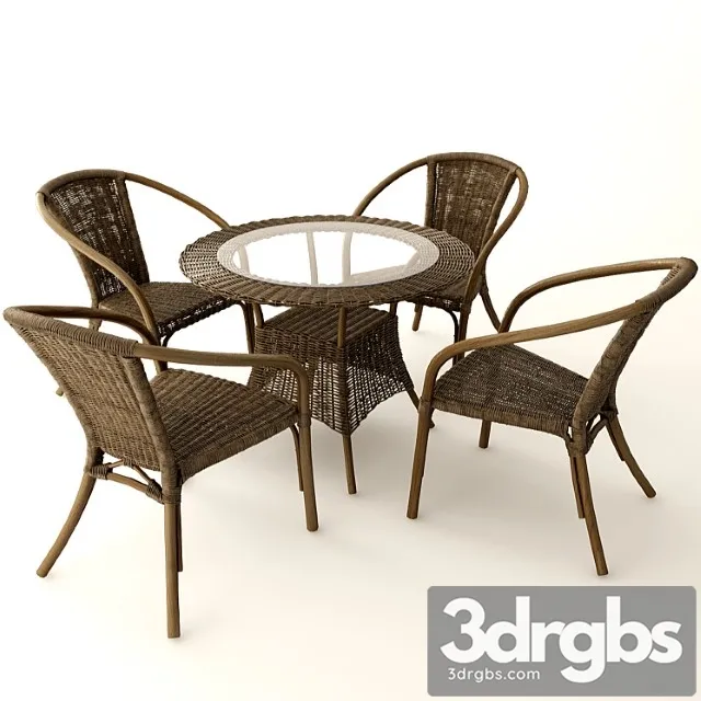 Rattan furniture 2 3D Model Download