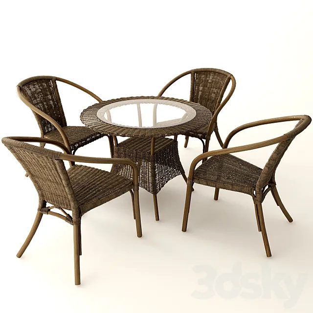 Rattan furniture 3D Model Rattan furniture 3D Model