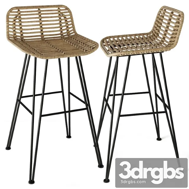 Rattan iron bar stool 2 3D Model Download Rattan iron bar stool 2 3D Model Download