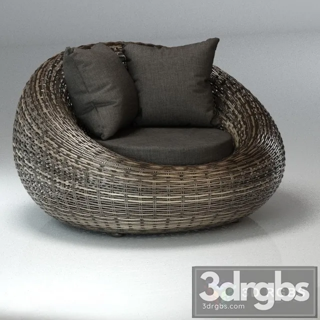 Rattan Kiwi Armchair 3D Model Download