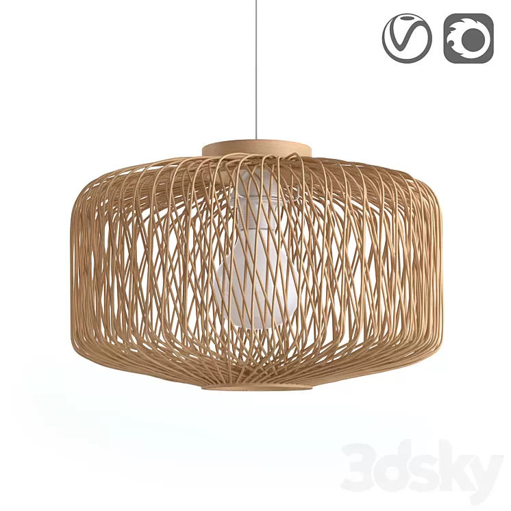Rattan lamp non electrified Yaku 3D Model Rattan lamp non electrified Yaku 3D Model