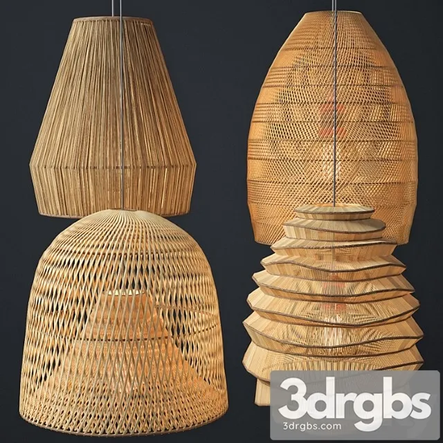 Rattan lighting set 2 3D Model Download