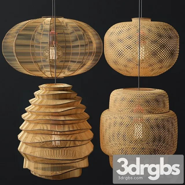 Rattan Lighting Set 7 3D Model Download