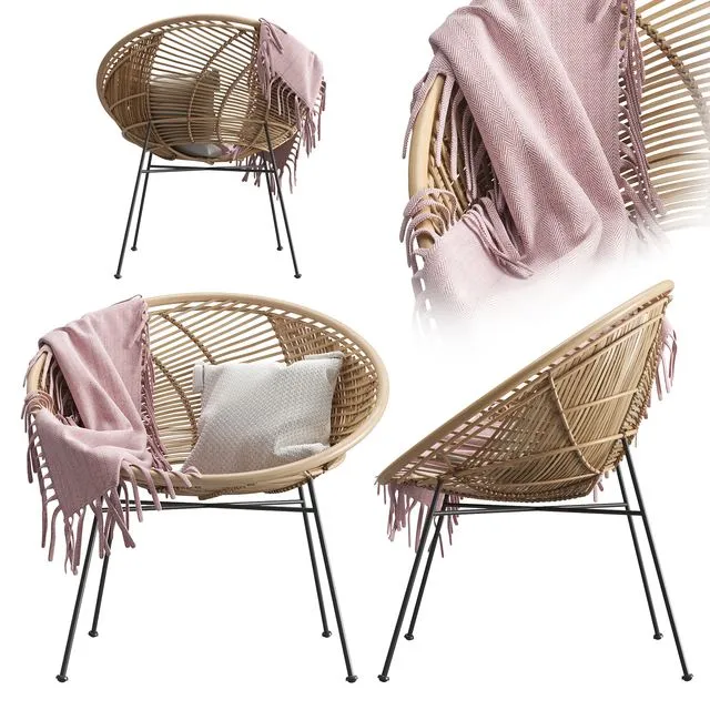 Rattan Lounge Chair HK-Living 3D Model Rattan Lounge Chair HK-Living 3D Model