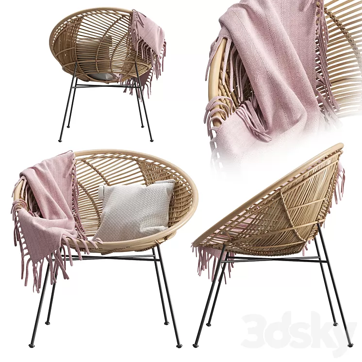 Rattan Lounge Chair HK-Living 3D Model Rattan Lounge Chair HK-Living 3D Model