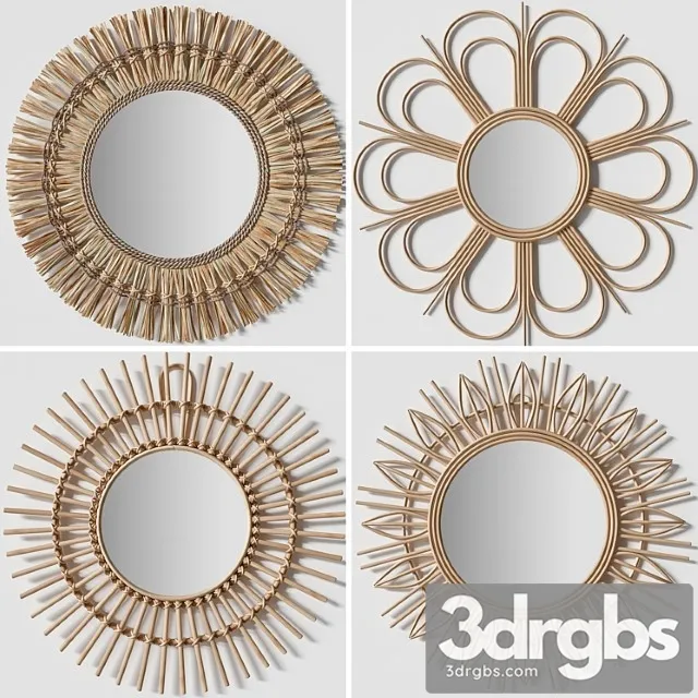 Rattan mirrors 3D Model Download