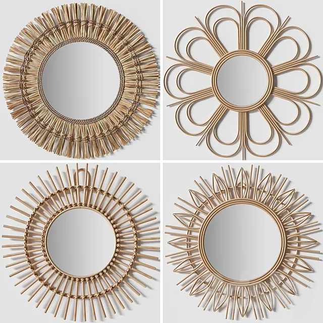 Rattan mirrors 3DModel Rattan mirrors 3DModel