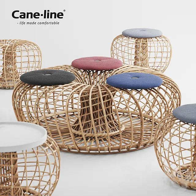 Rattan Nest – Table Bench Pouf & Footstool 3D Model
