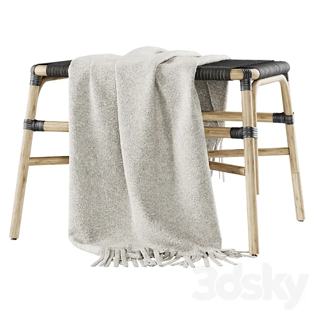 Rattan ottoman MD41 _ Rattan upholstered bench 3DModel Rattan ottoman MD41 _ Rattan upholstered bench 3DModel