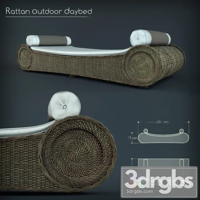 Rattan Outdoor Daybed 3D Model Download