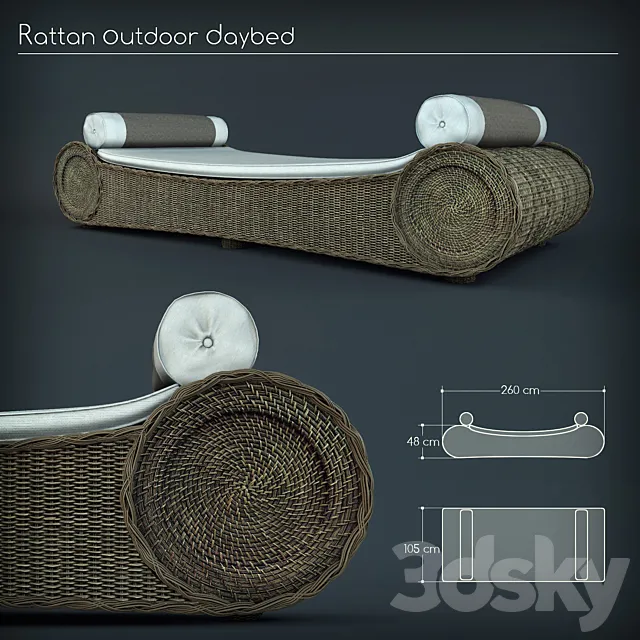 RATTAN OUTDOOR DAYBED 3DModel RATTAN OUTDOOR DAYBED 3DModel