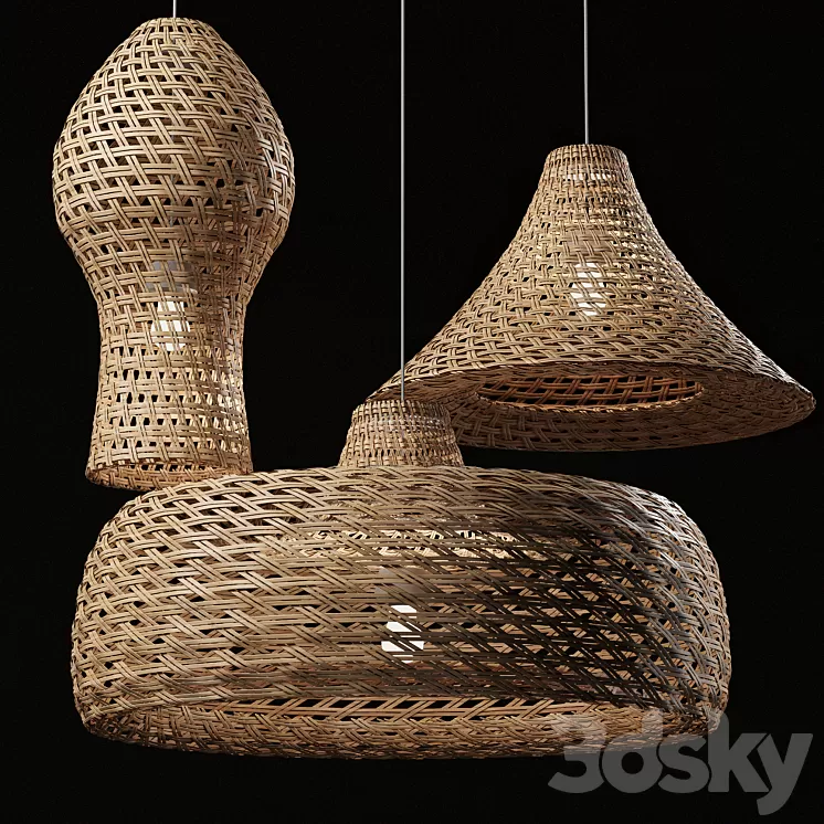 Rattan Pendant Light 07 3D Model Free Download