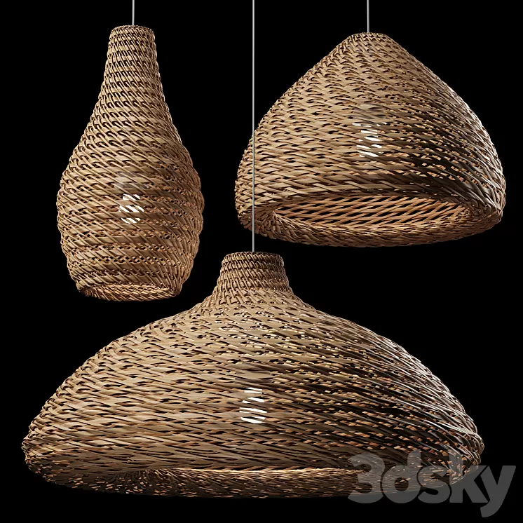 Rattan Pendant Light 08 3D Model Free Download