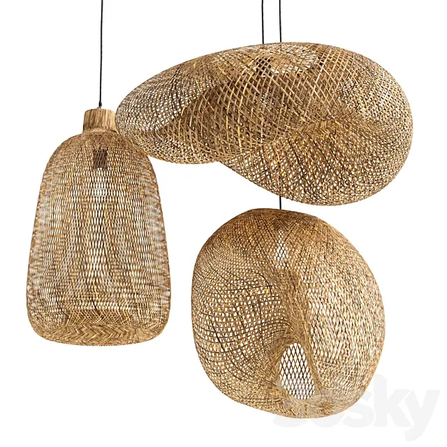 Rattan Pendant light 3D Model Rattan Pendant light 3D Model