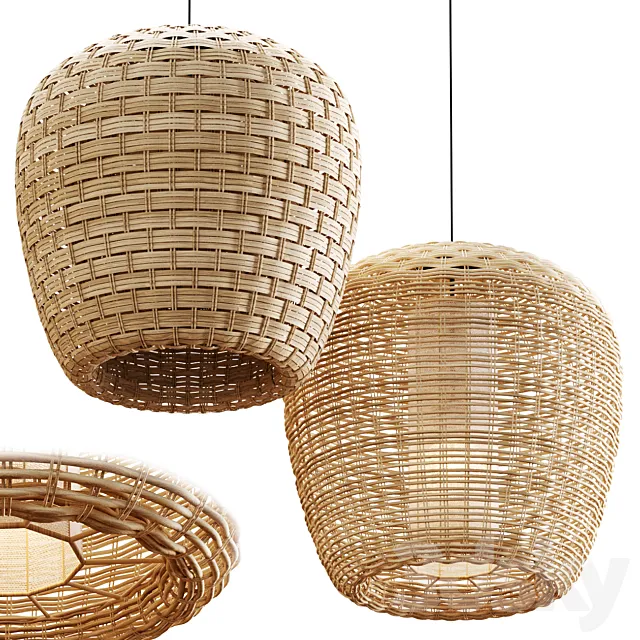 Rattan pendant lights 147 3D Model Rattan pendant lights 147 3D Model