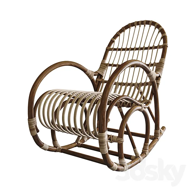 Rattan rocking chair 3D Model