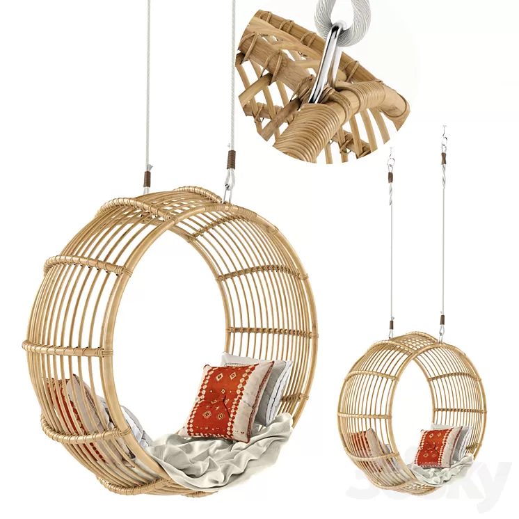 Rattan swing chair natural 3D Model Rattan swing chair natural 3D Model