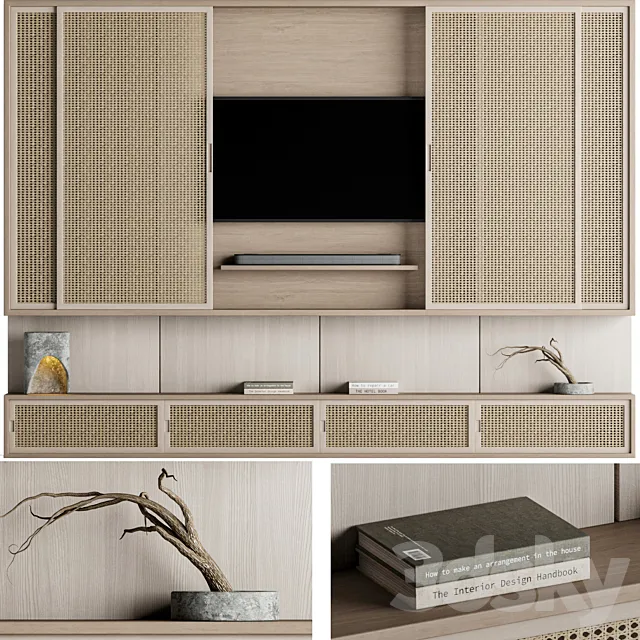 Rattan TV Wall 01 3D Model