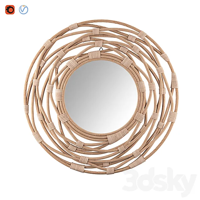 Rattan Wall Mirror 3D Model