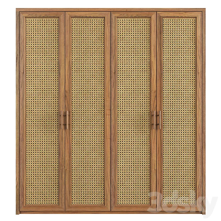 Rattan Wardrobe 3D Model Free Download